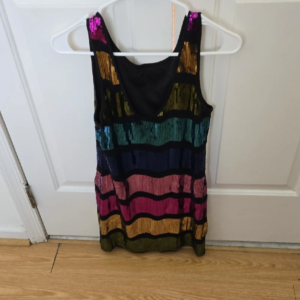 Sequin Rainbow Stripe Tank Dress - Picture 3 of 4